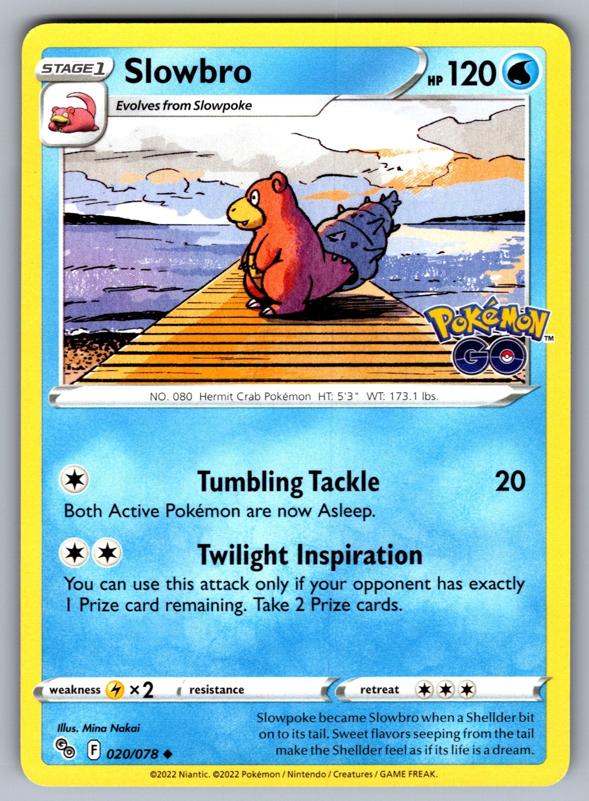 Slowbro Uncommon Pokemon GO 020/078 NM 2022