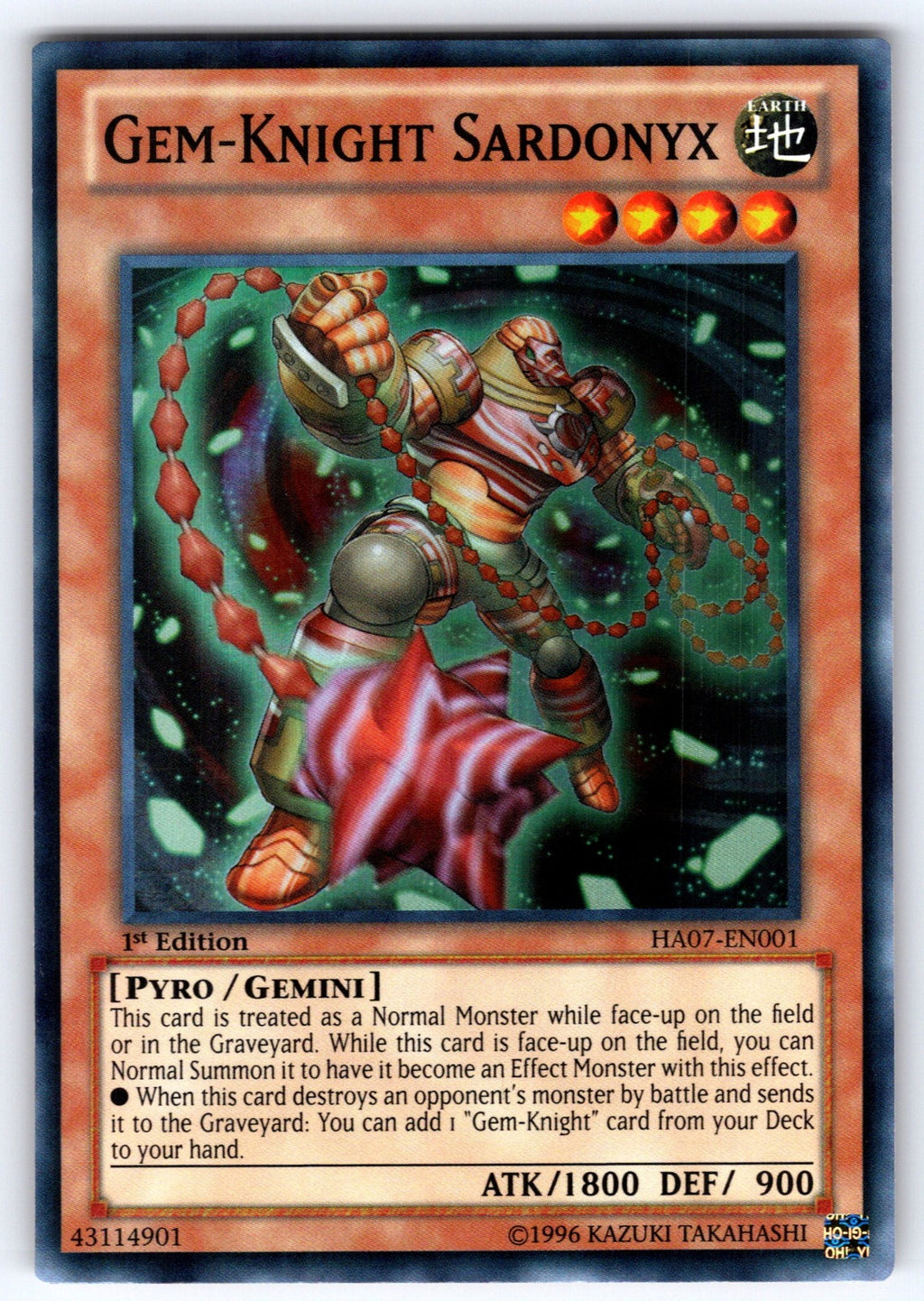 Gem-Knight Sardonyx Unlimited Super Rare Hidden Arsenal 7: Knight of Stars HA07-