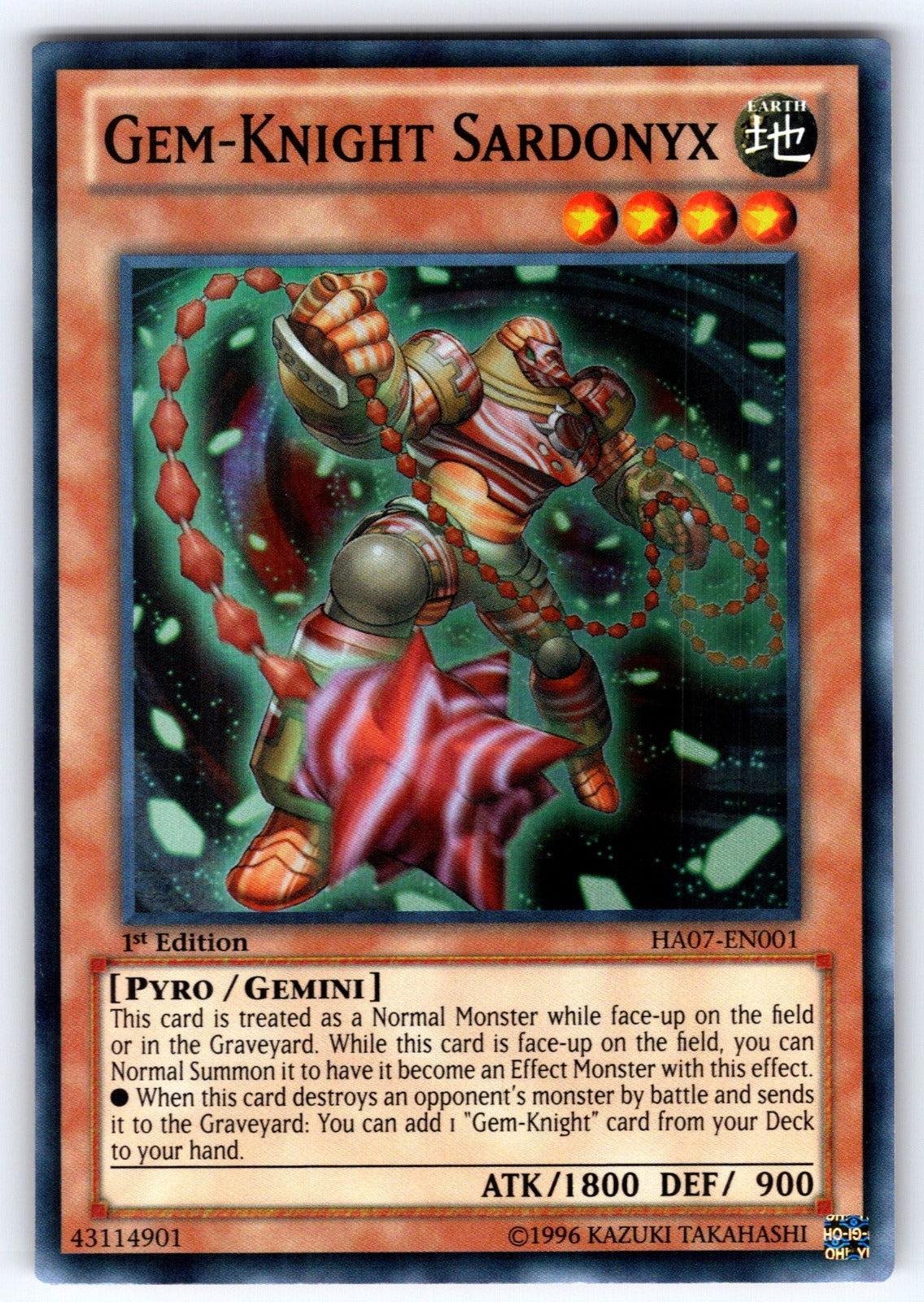 Gem-Knight Sardonyx Unlimited Super Rare Hidden Arsenal 7: Knight of Stars HA07-