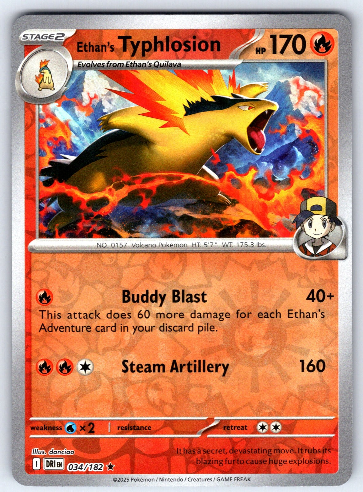 Ethan's Typhlosion Reverse Holo Rare SV10: Destined Rivals 034/182 NM 2025