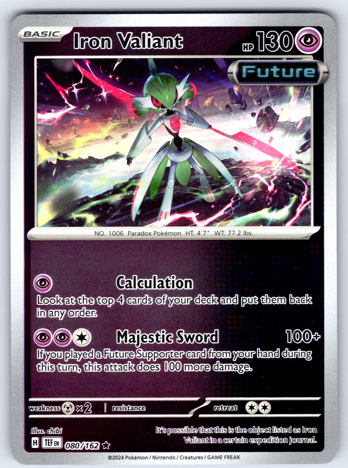 Iron Valiant Reverse Holo Rare SV05: Temporal Forces 080/162 NM 2024