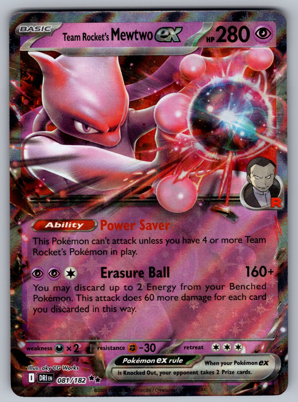 Team Rocket's Mewtwo ex - Holo Double Rare SV10: Destined Rivals 081/182 NM 2025