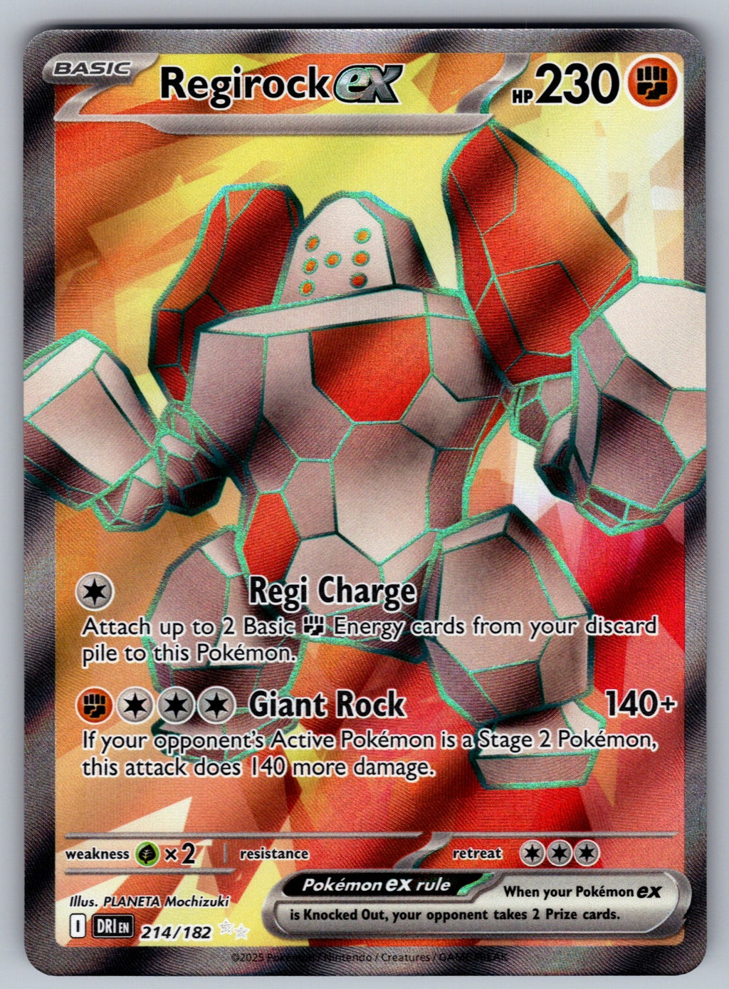 Regirock ex Holo Ultra Rare SV10: Destined Rivals 214/182 NM 2025