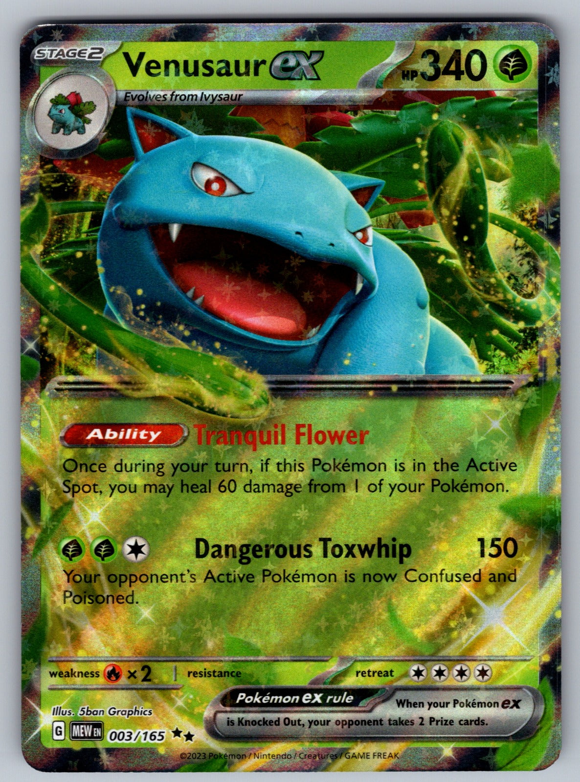 Venusaur ex Holo Double Rare SV: Scarlet & Violet 151 003/165 NM 2023