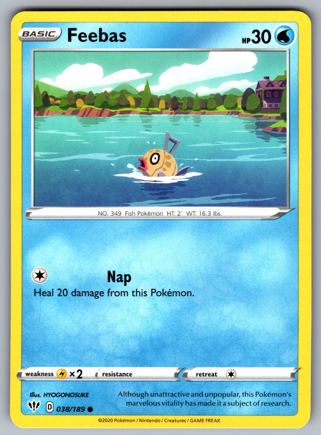 Feebas Common SWSH03: Darkness Ablaze 038/189 NM 2020