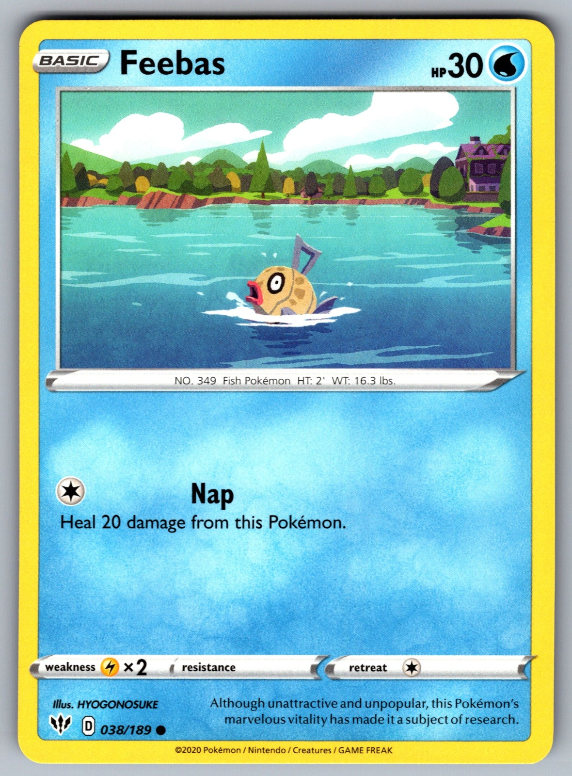Feebas Common SWSH03: Darkness Ablaze 038/189 NM 2020