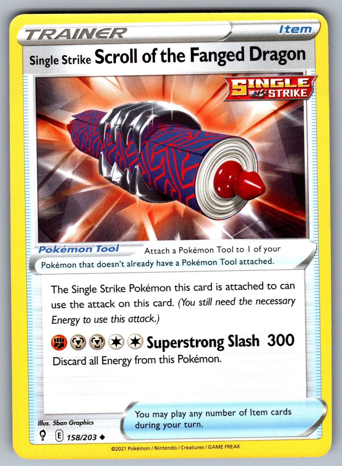 Single Strike Scroll of the Fanged Dragon Uncommon SWSH07: Evolving Skies 158/203 NM 2021