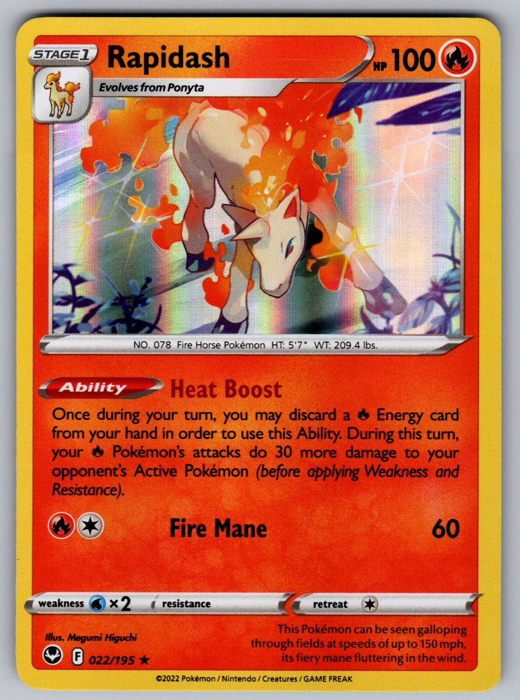 Rapidash Rare Deck Exclusives 022/195 NM 2016