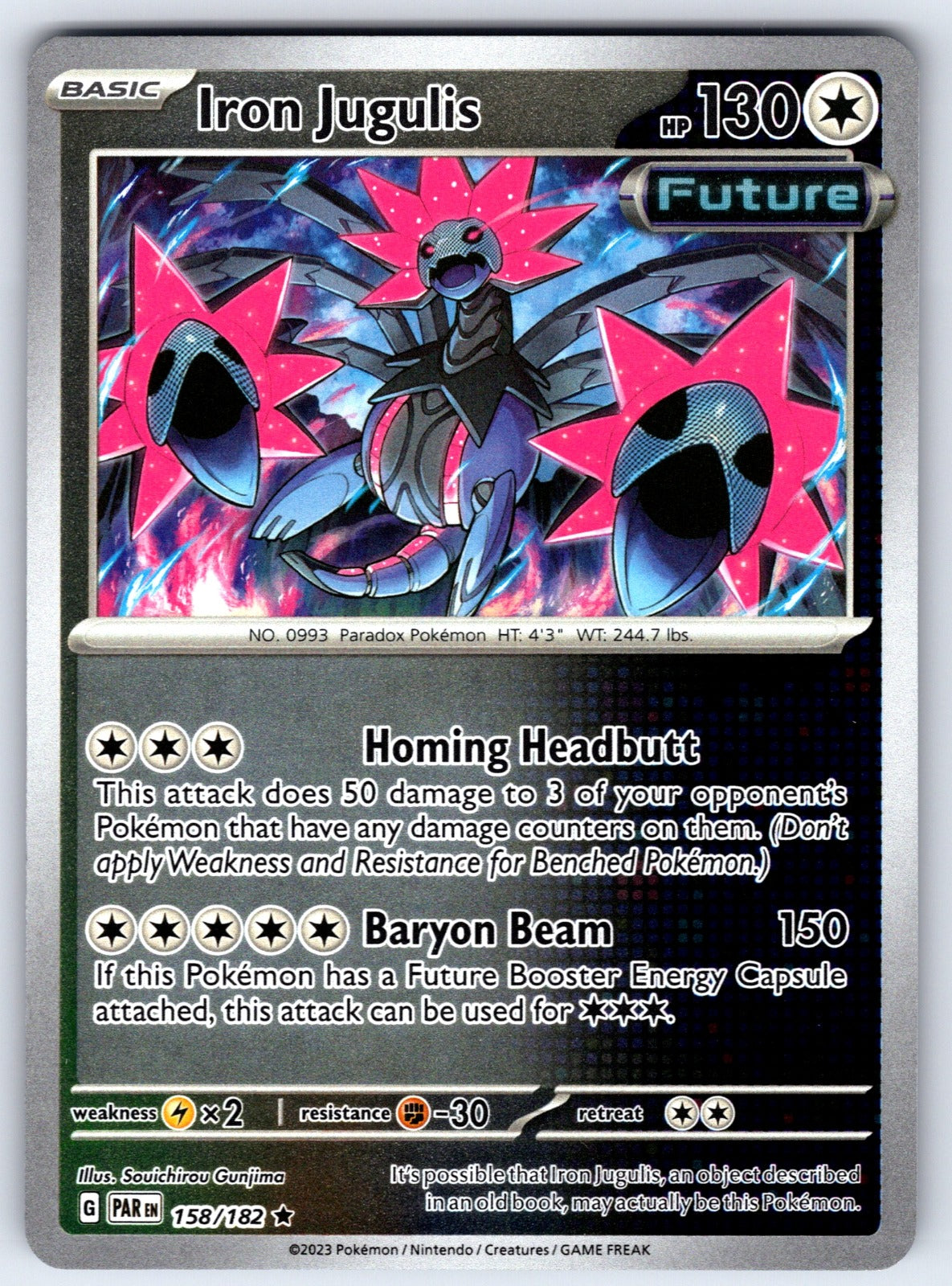Iron Jugulis Reverse Holo Rare SV04: Paradox Rift 158/182 NM 2023