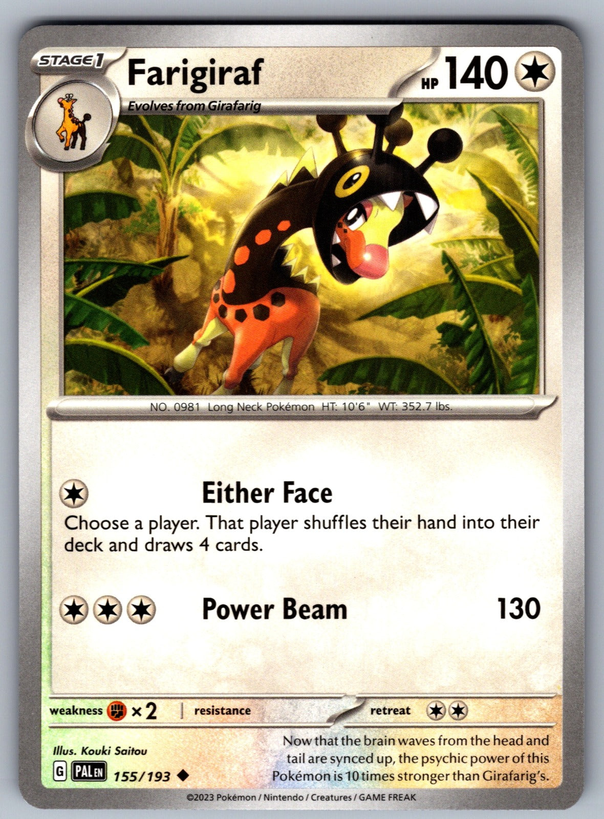 Farigiraf Uncommon SV02: Paldea Evolved 155/193 NM 2023