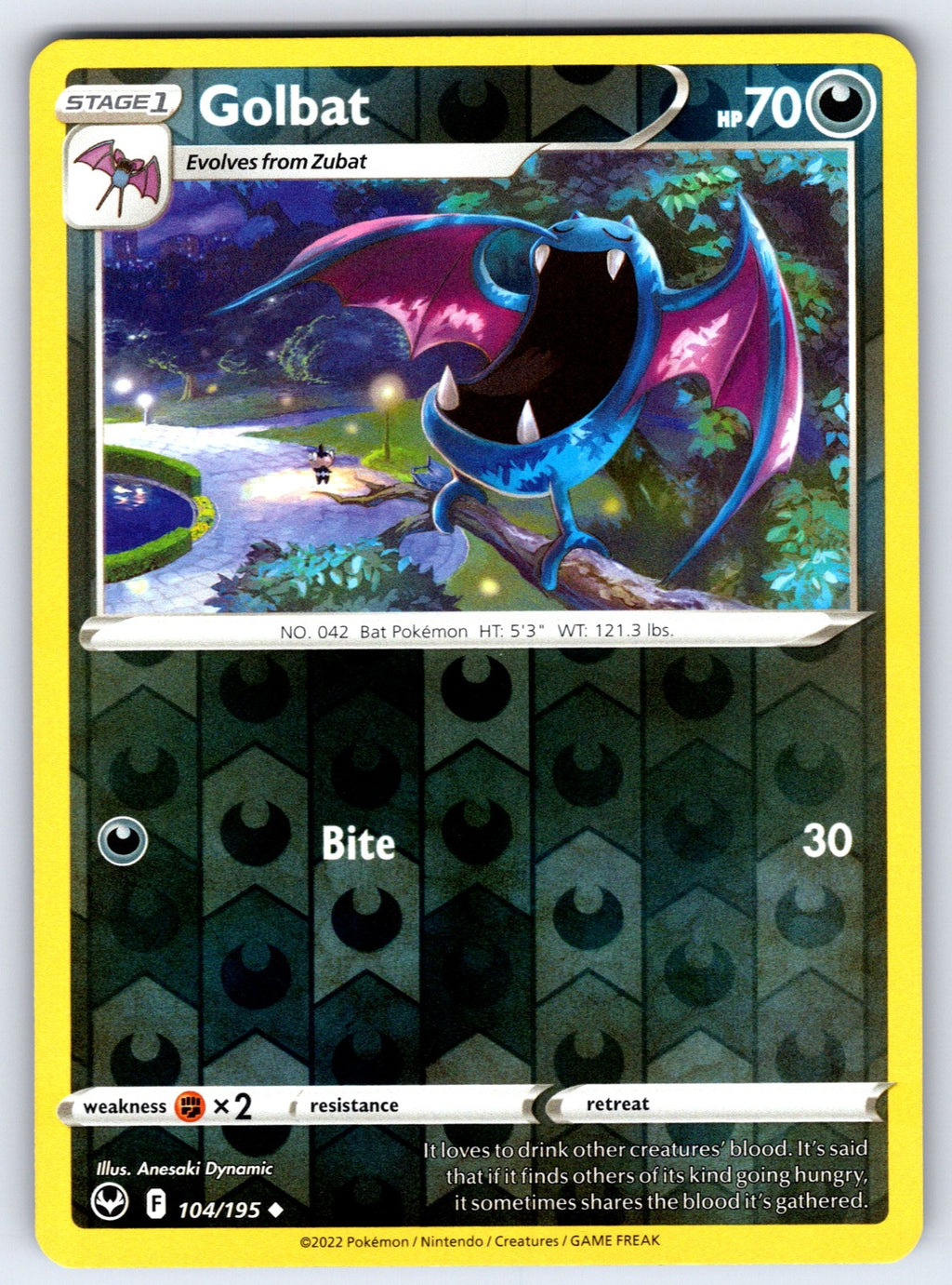 Golbat Reverse Holo Uncommon SWSH12: Silver Tempest 104/195 NM 2022