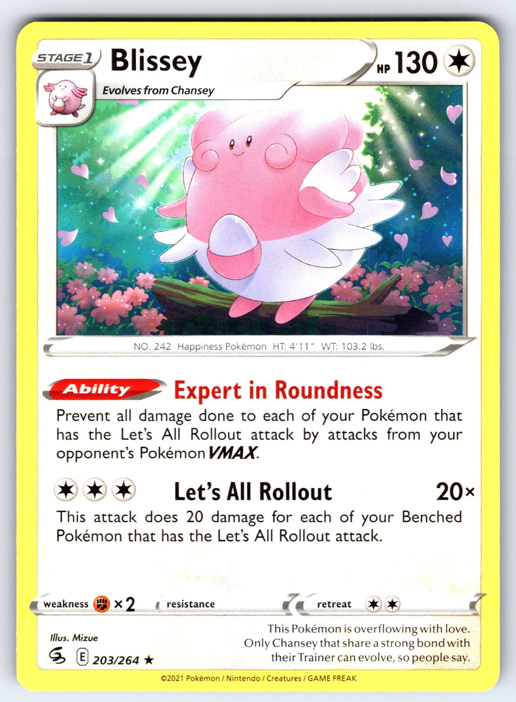 Blissey Rare SWSH08: Fusion Strike 203/264 NM 2021