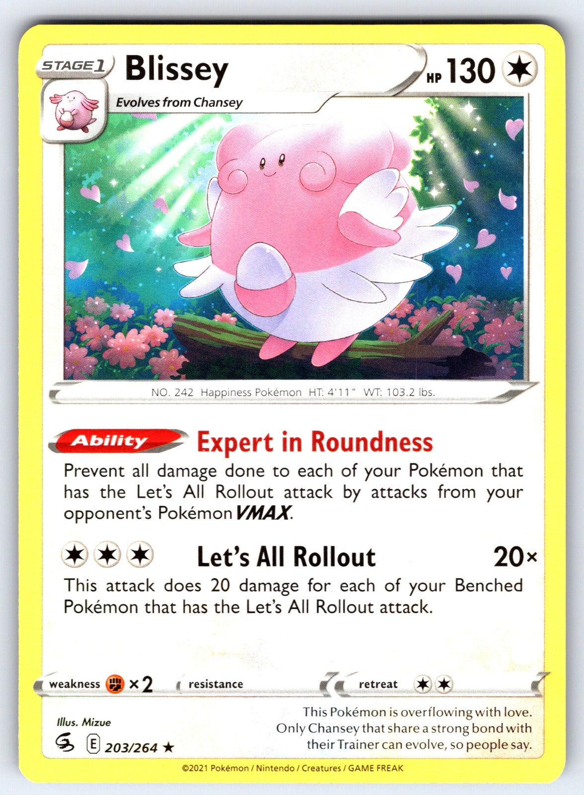 Blissey Rare SWSH08: Fusion Strike 203/264 NM 2021