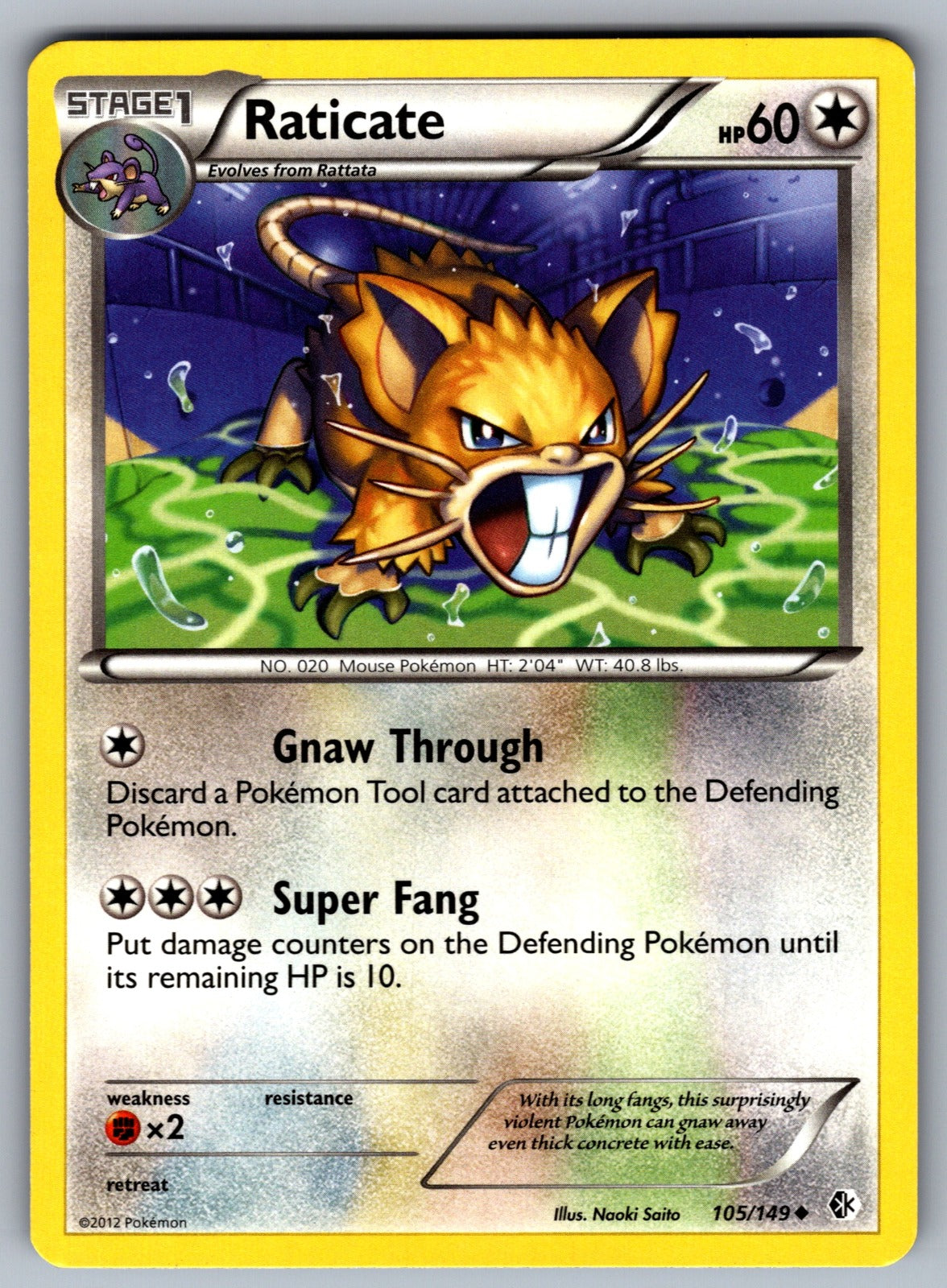 Raticate Uncommon Boundaries Crossed 105/149 LP 2012