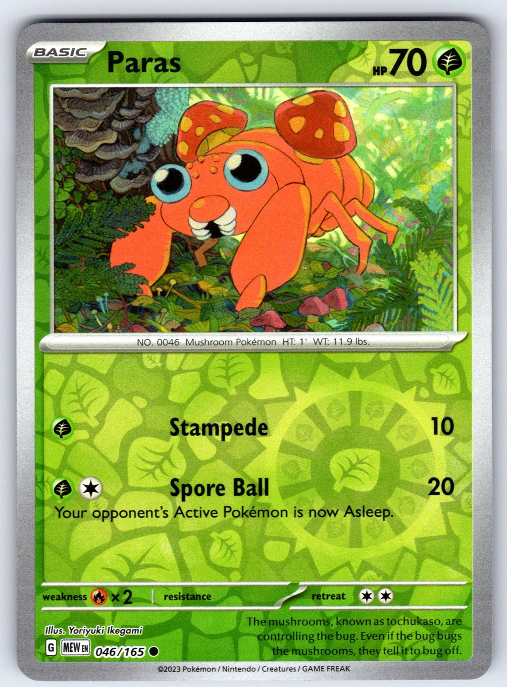 Paras Reverse Holo Common SV: Scarlet & Violet 151 046/165 NM 2023