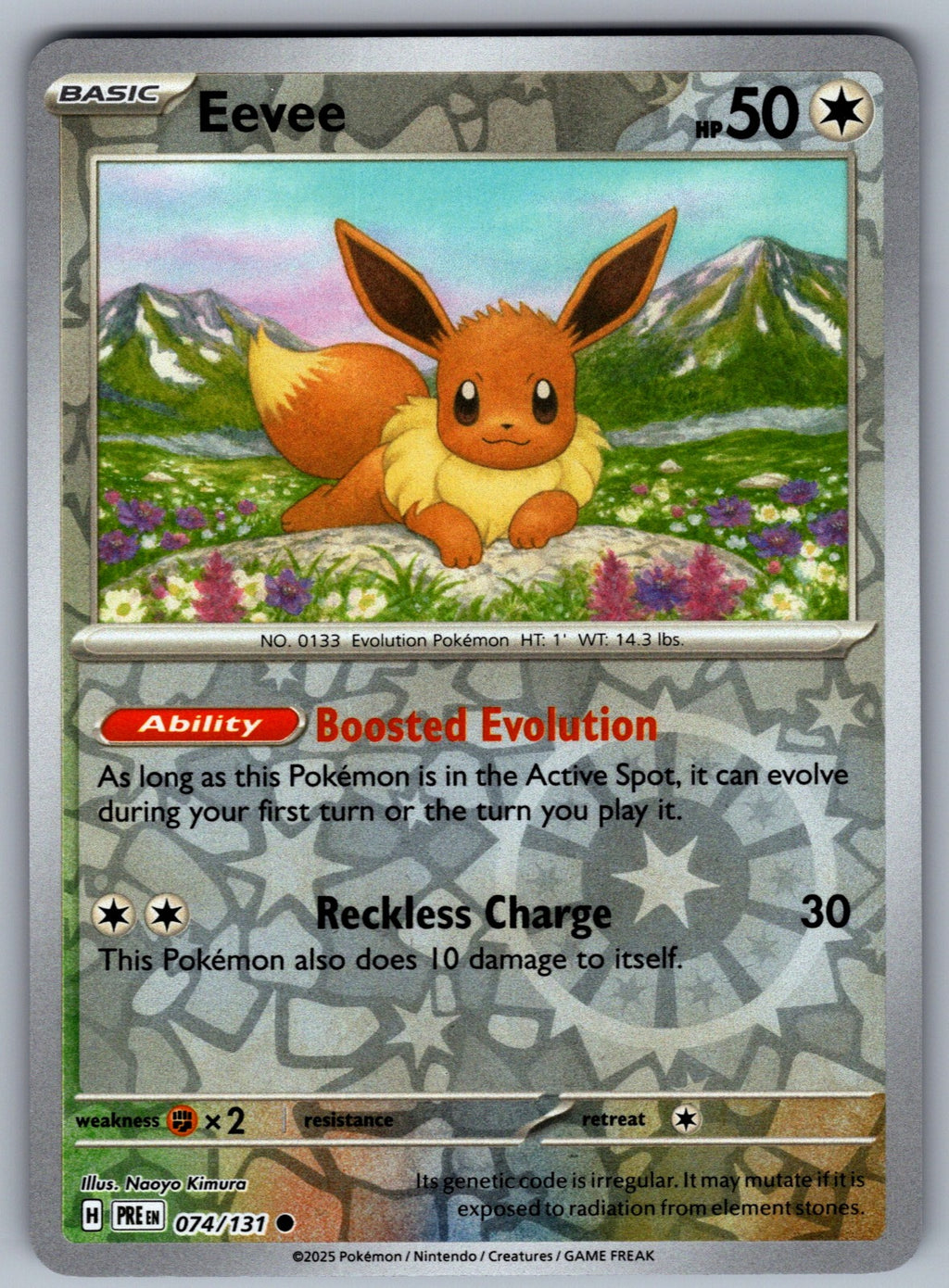 Eevee Reverse Holo Common SV: Prismatic Evolutions 074/131 NM 2025