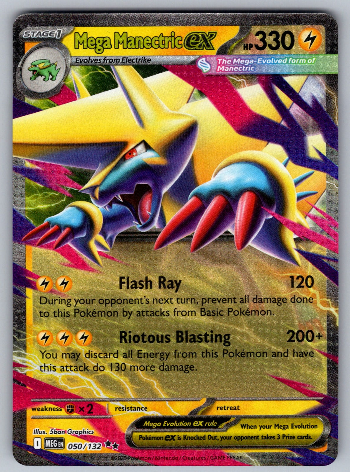 Mega Manectric ex Holo Double Rare ME01: Mega Evolution 050/132 NM 2025