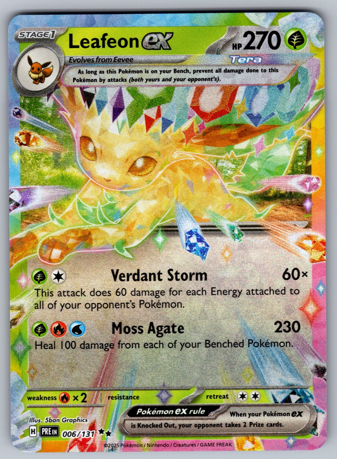 Leafeon ex Holo Double Rare SV: Prismatic Evolutions 006/131 NM 2025