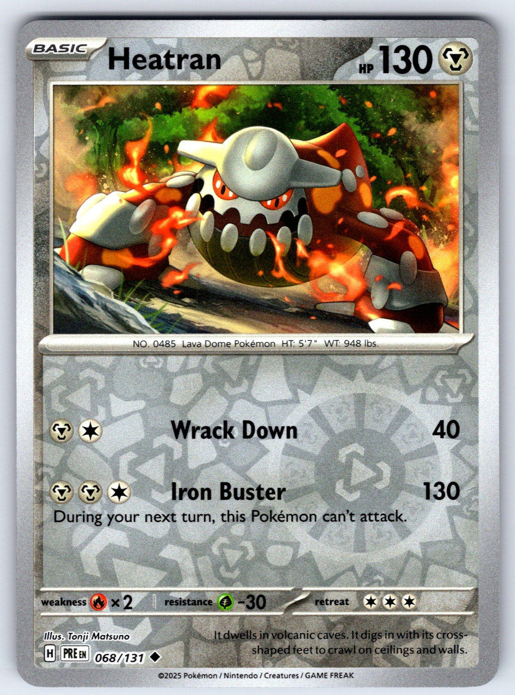 Heatran Reverse Holo Uncommon SV: Prismatic Evolutions 068/131 NM 2025