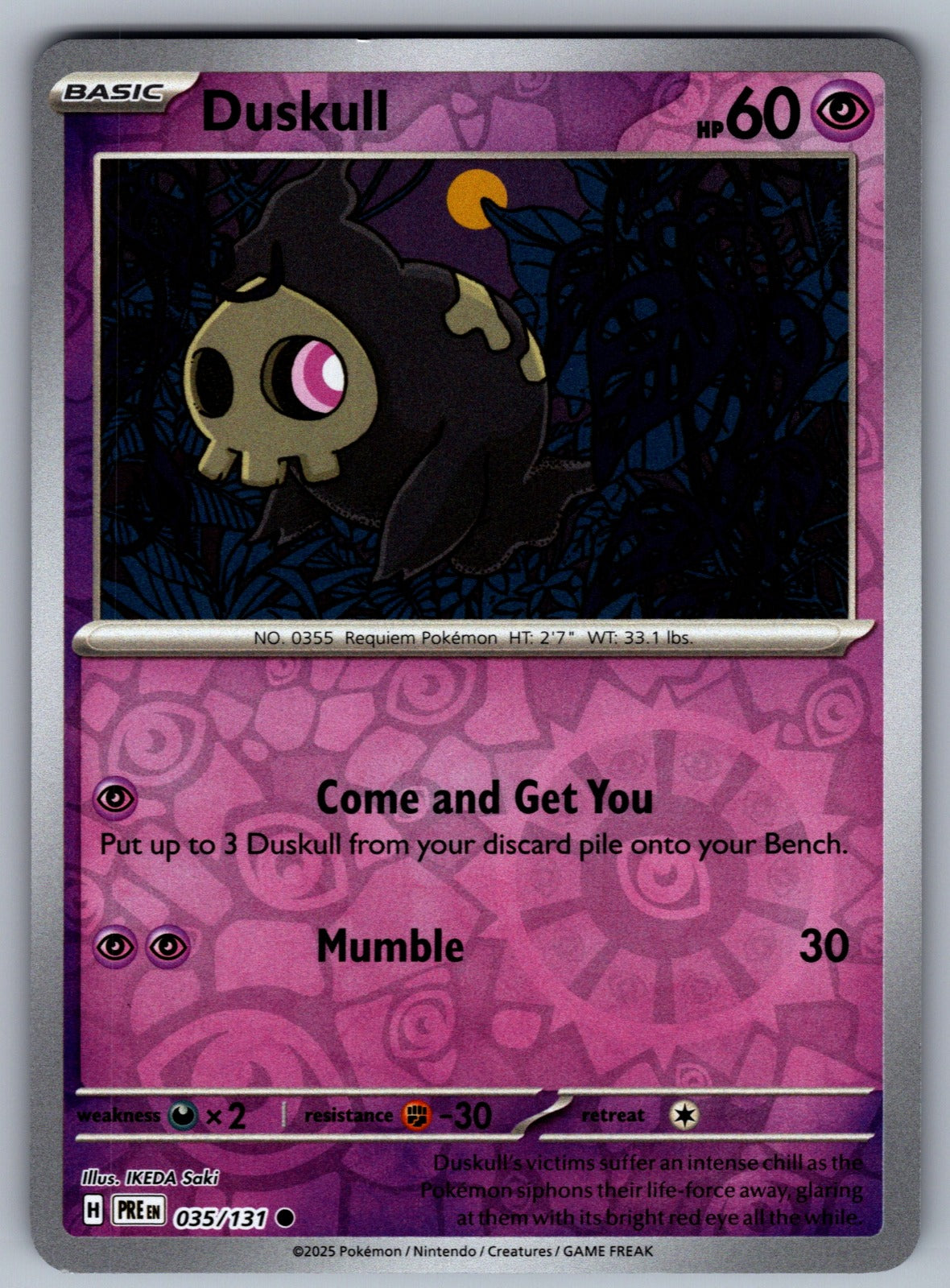 Duskull Reverse Holo Common SV: Prismatic Evolutions 035/131 NM 2025