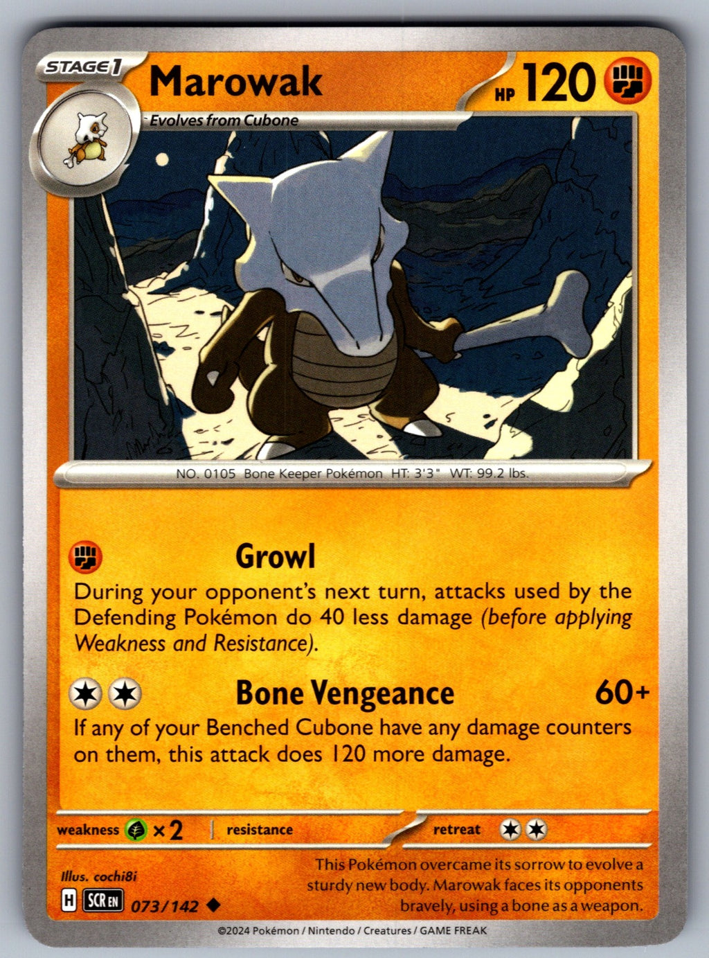 Marowak Uncommon SV07: Stellar Crown 073/142 NM 2024