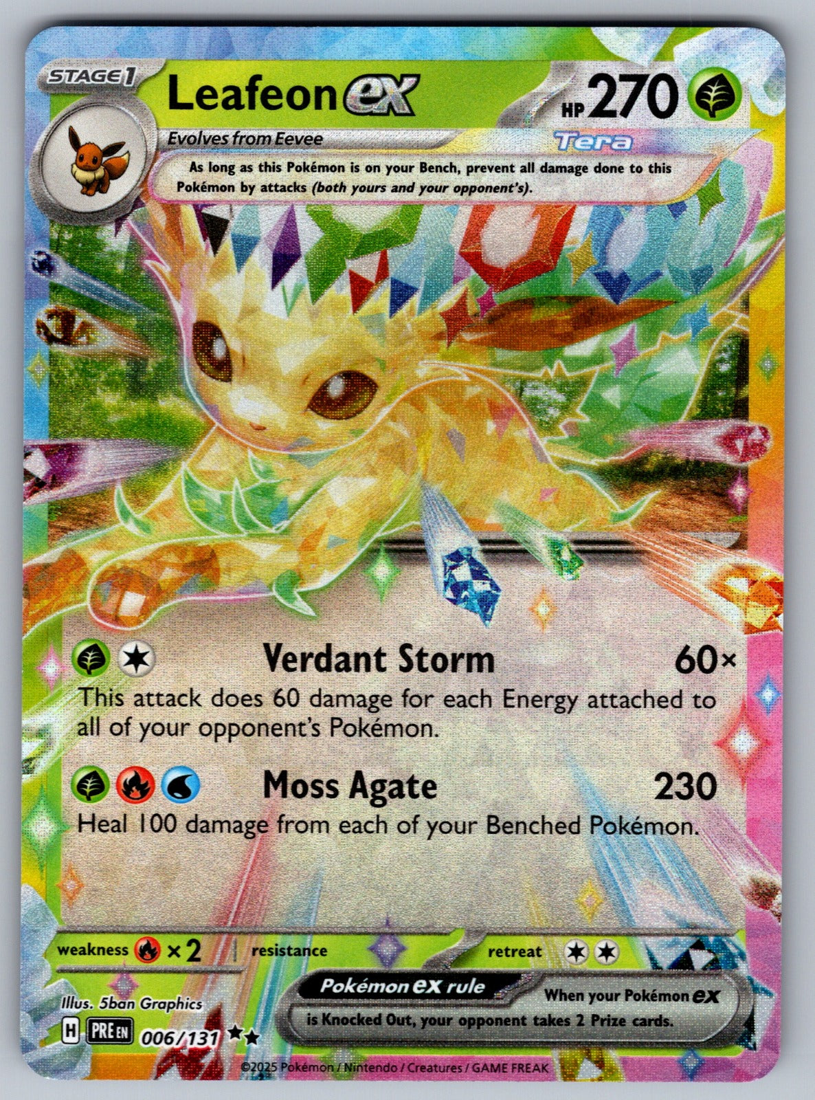 Leafeon ex Holo Double Rare SV: Prismatic Evolutions 006/131 NM 2025