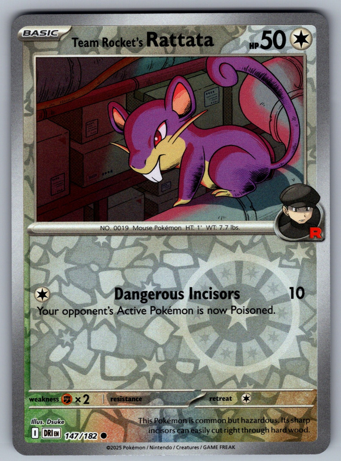 Team Rocket's Rattata Reverse Holo Common SV10: Destined Rivals 147/182 NM 2025
