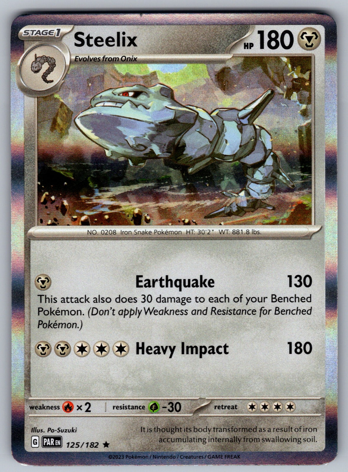 Steelix Holo Rare SV04: Paradox Rift 125/182 NM 2023