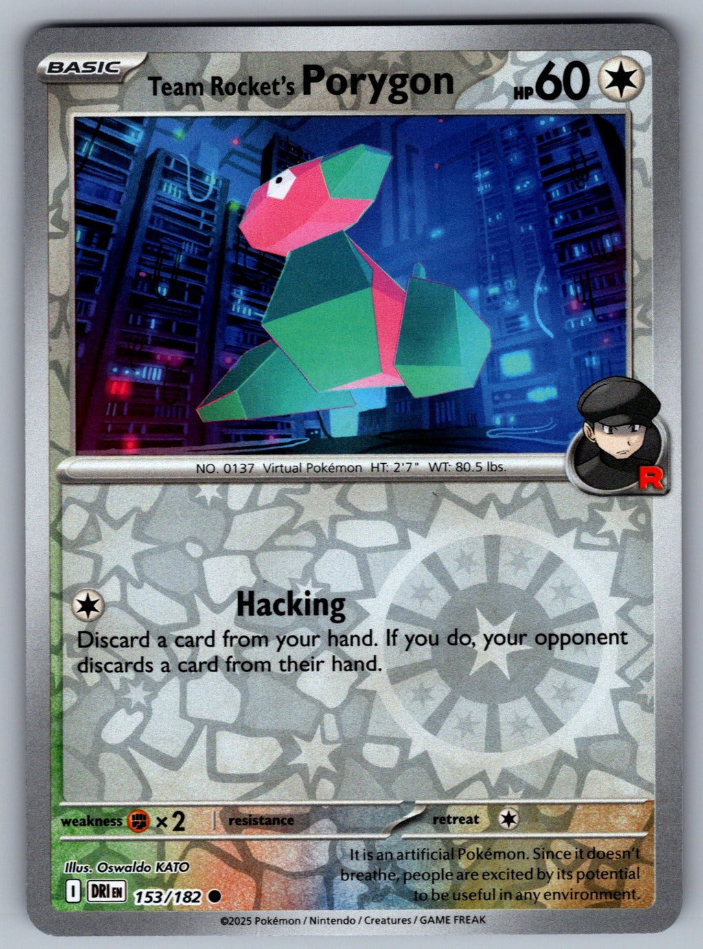 Team Rocket's Porygon Reverse Holo Common SV10: Destined Rivals 153/182 NM 2025