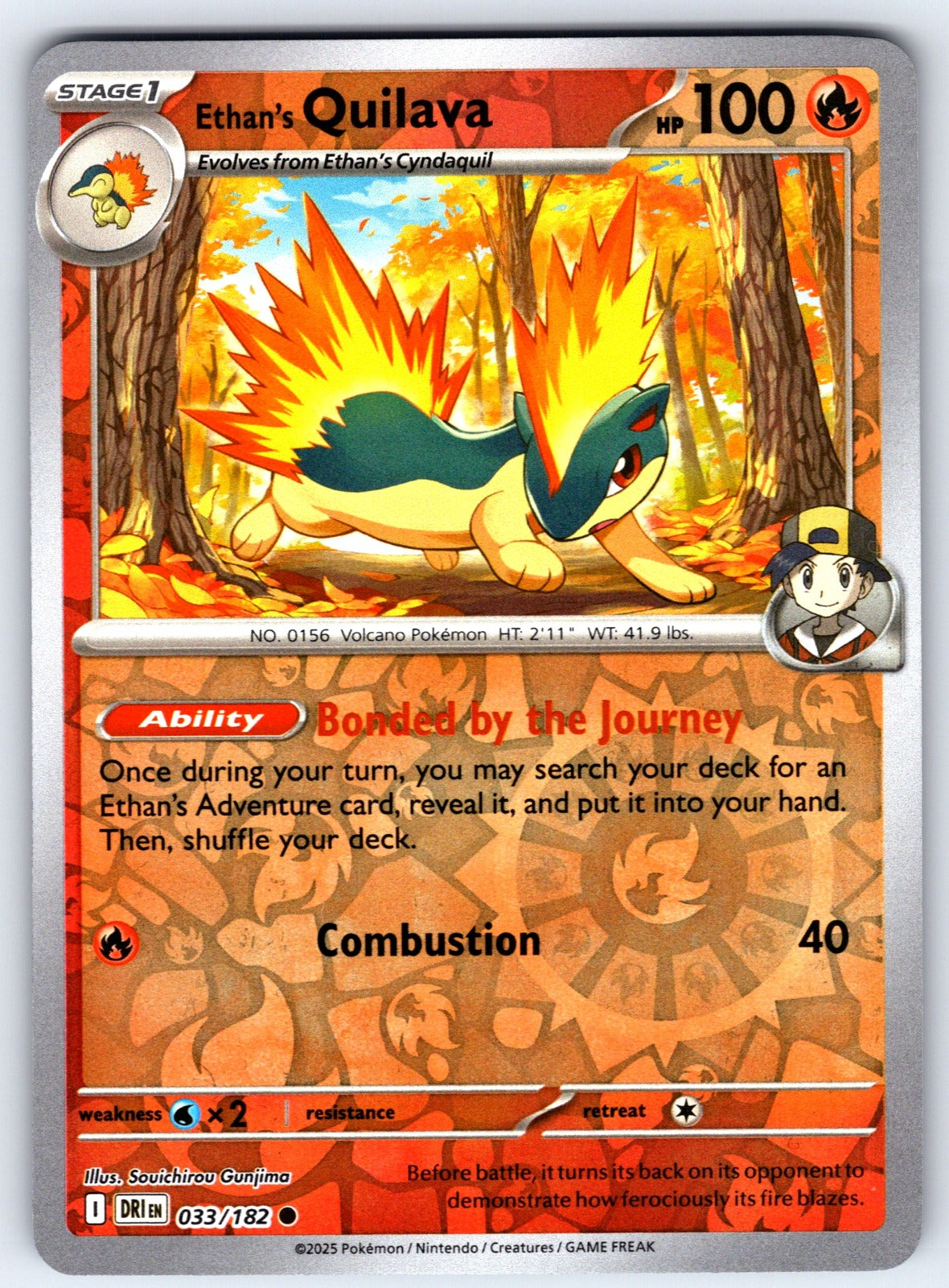 Ethan's Quilava Reverse Holo Common SV10: Destined Rivals 033/182 NM 2025