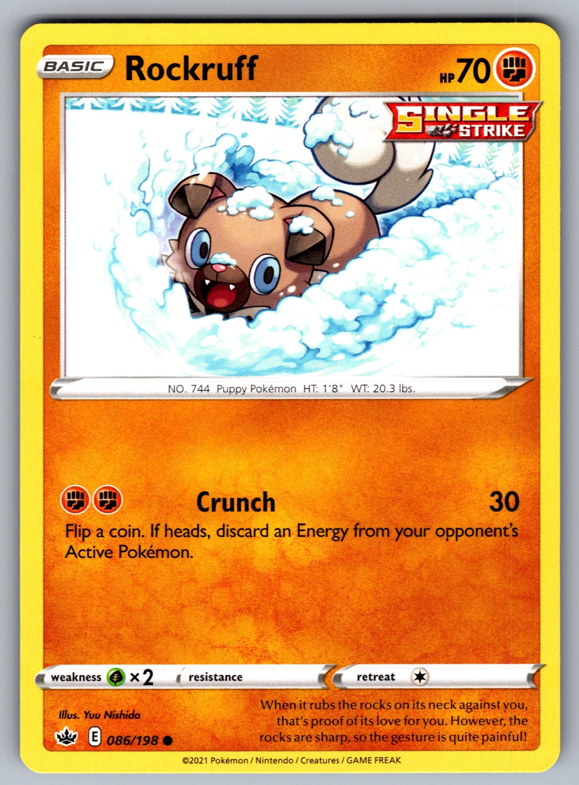 Rockruff Common SWSH06: Chilling Reign 086/198 NM 2021