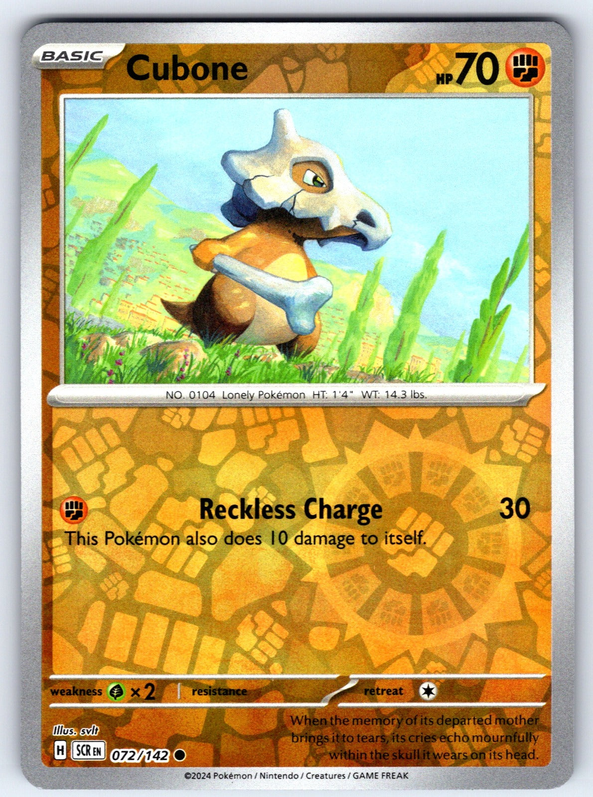 Cubone Reverse Holo Common SV07: Stellar Crown 072/142 NM 2024