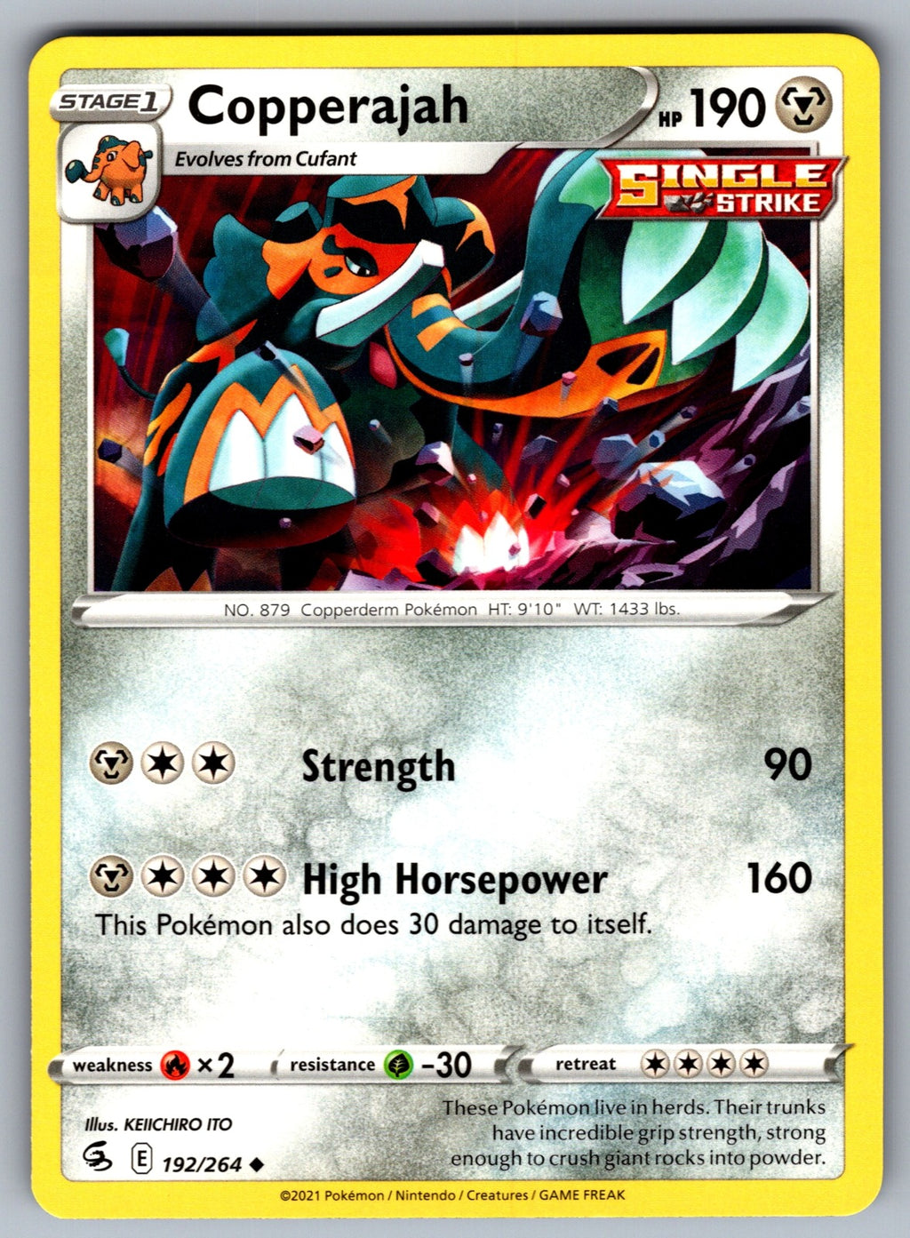 Copperajah Uncommon SWSH08: Fusion Strike 192/264 NM 2021
