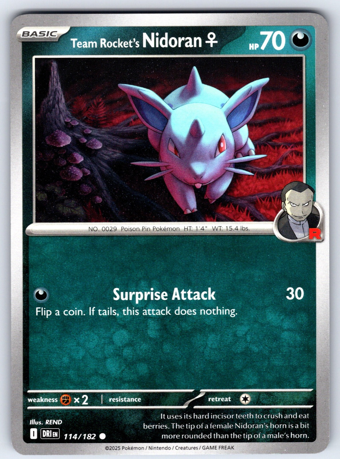 Team Rocket's Nidoran F Common SV10: Destined Rivals 114/182 NM 2025