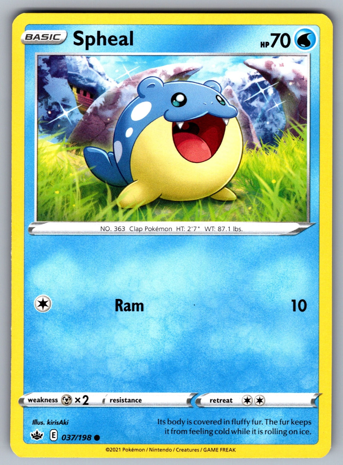 Spheal Common SWSH06: Chilling Reign 037/198 NM 2021