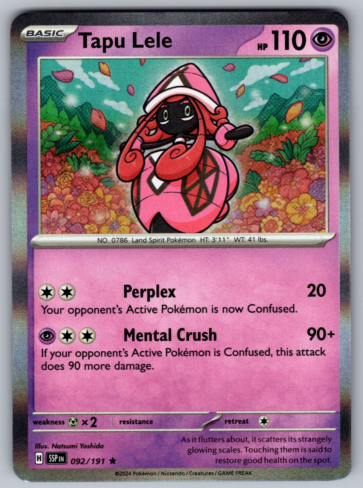 Tapu Lele Holo Rare SV08: Surging Sparks 092/191 NM 2024