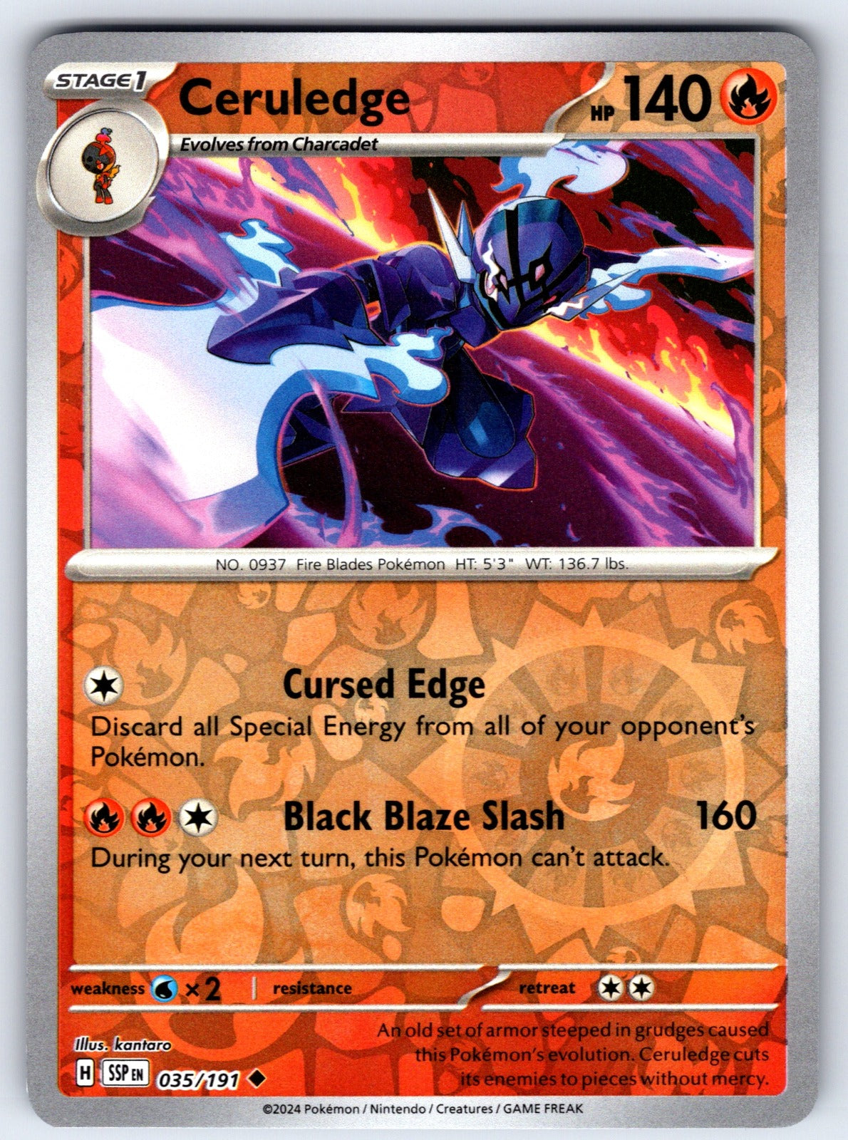 Ceruledge Reverse Holo Uncommon SV08: Surging Sparks 035/191 NM 2024