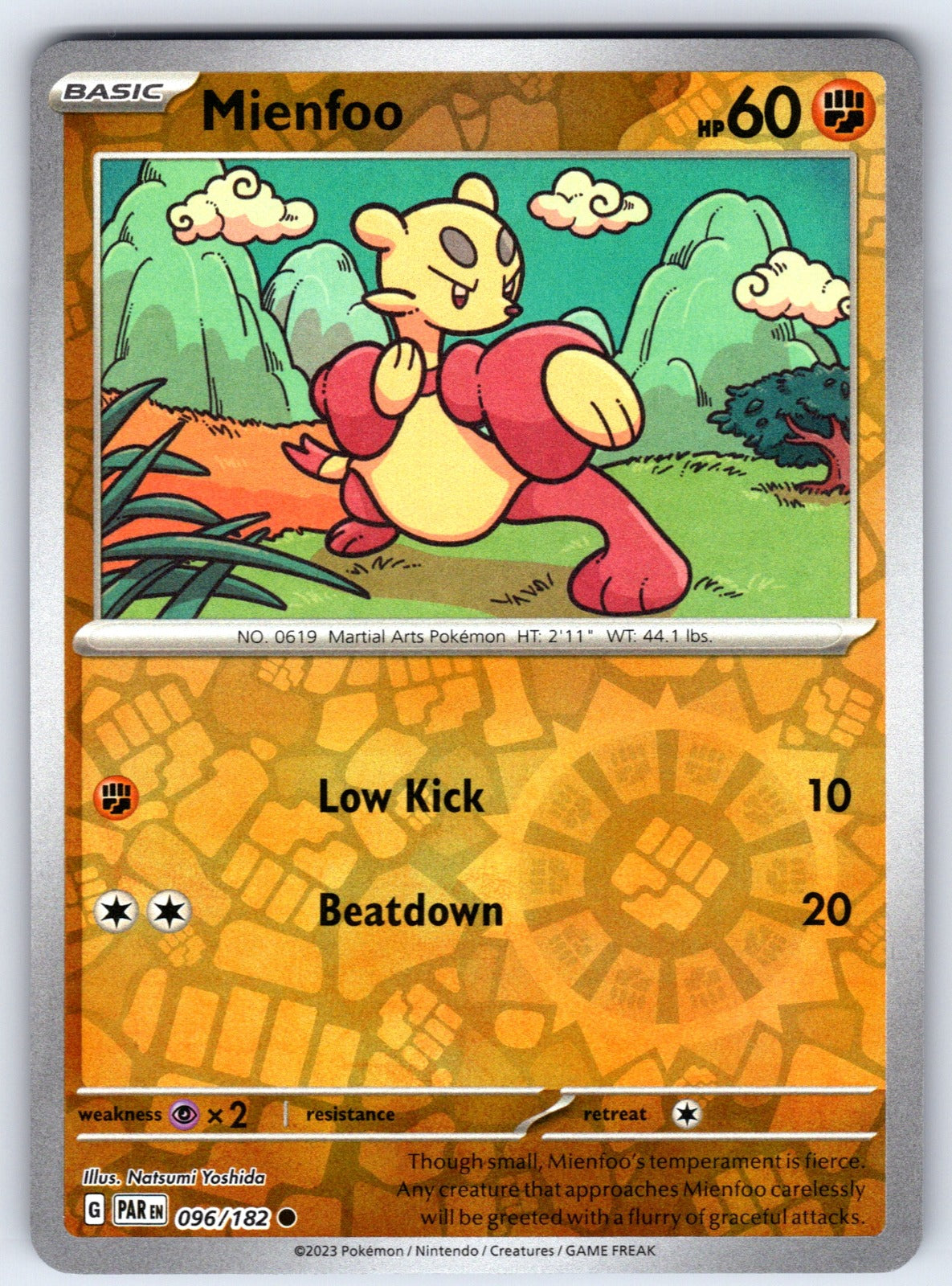Mienfoo Reverse Holo Common SV04: Paradox Rift 096/182 NM 2023