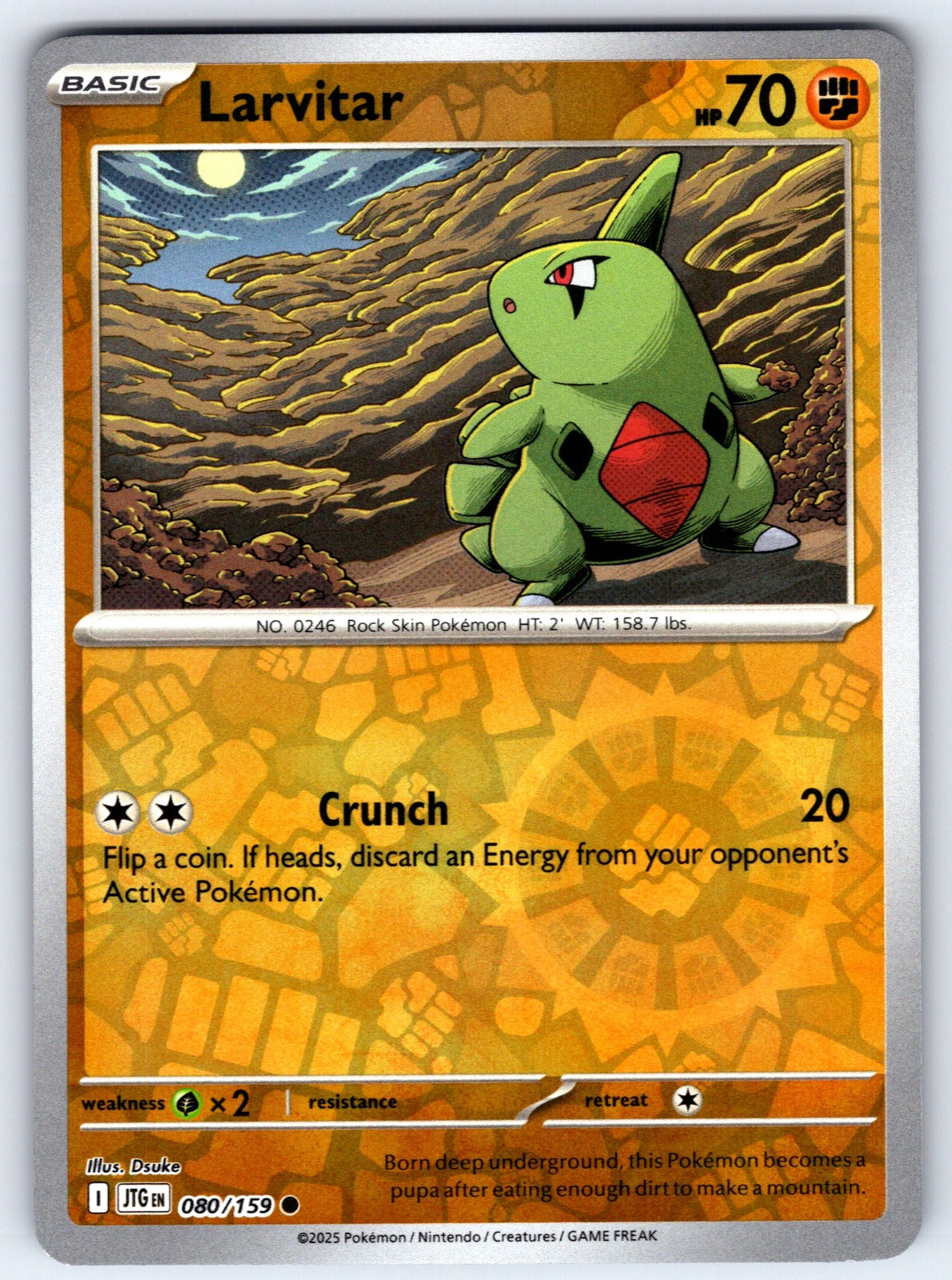 Larvitar Reverse Holo Common SV09: Journey Together 080/159 NM 2025