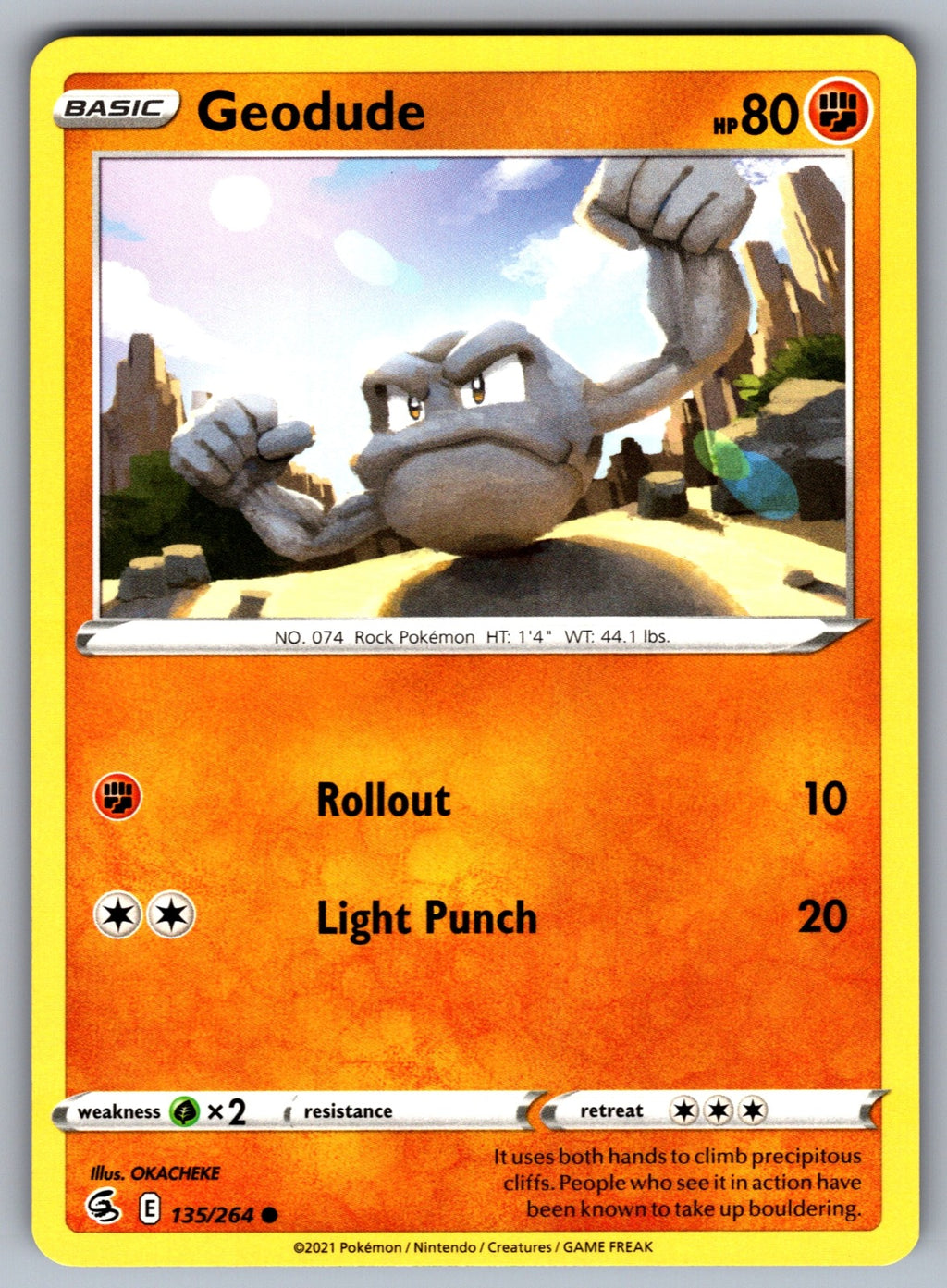 Geodude Common SWSH08: Fusion Strike 135/264 NM 2021