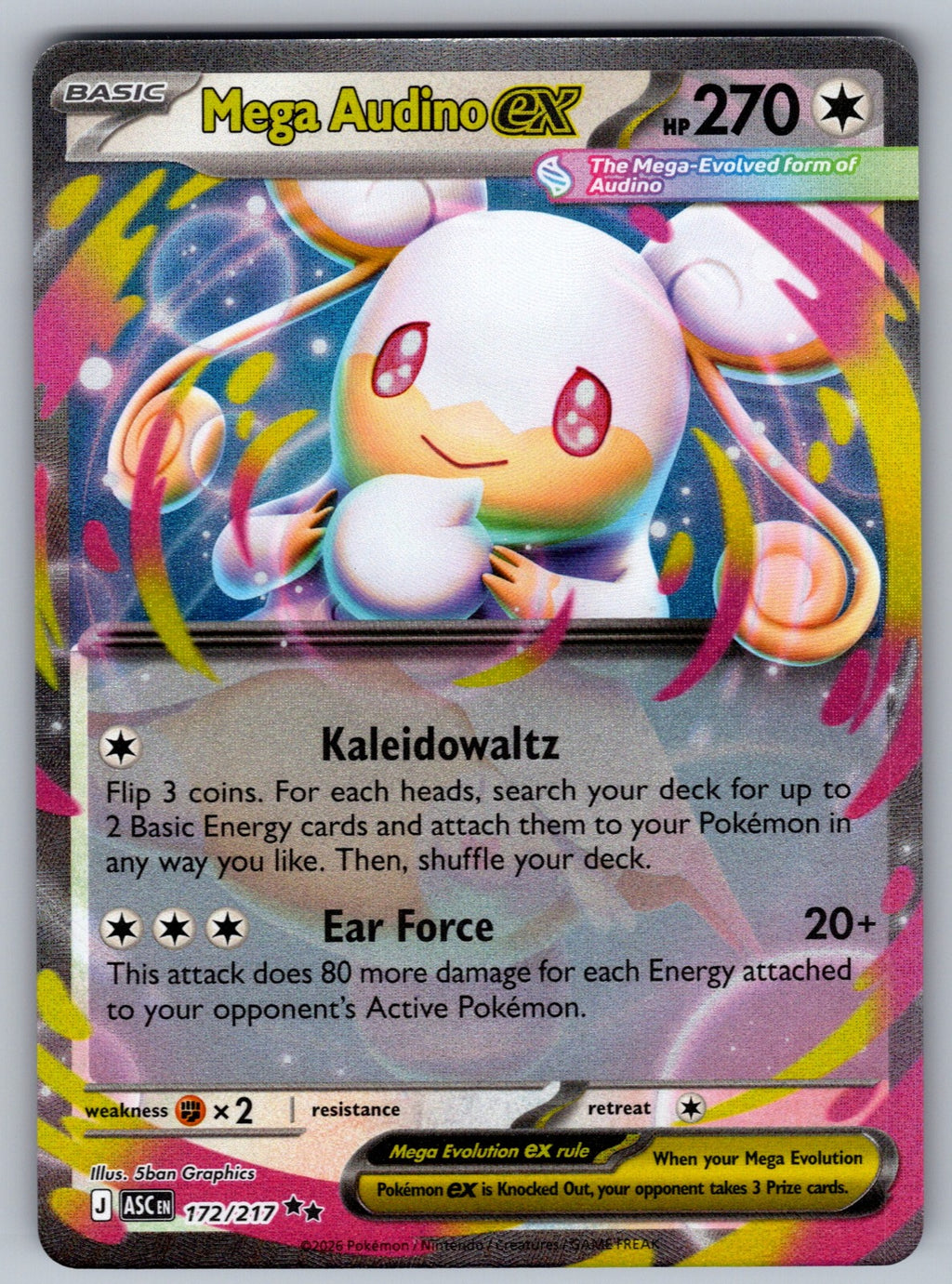 Mega Audino ex Holo Double Rare ME: Ascended Heroes 172/217 NM 2026