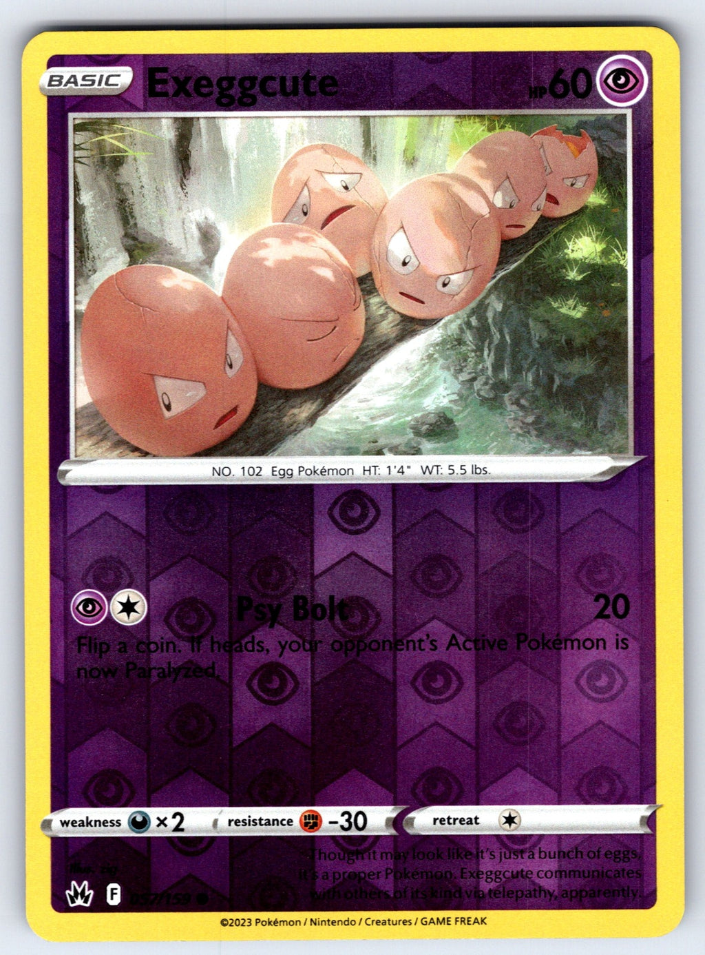 Exeggcute Reverse Holo Common SWSH: Crown Zenith 057/159 NM 2023