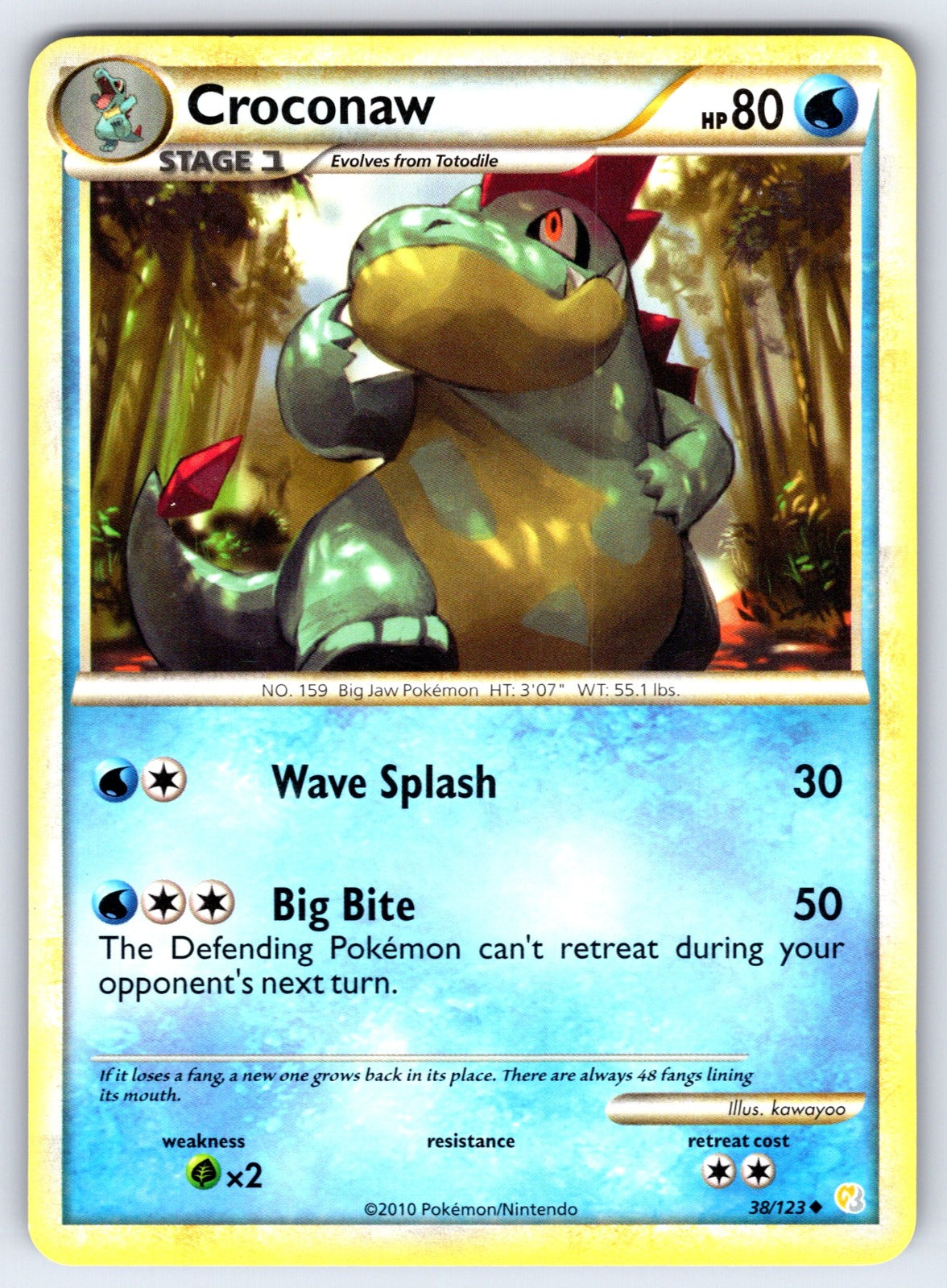 Croconaw Uncommon HeartGold SoulSilver 38/123 LP 2010