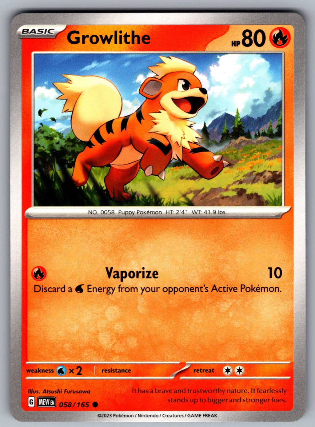 Growlithe Common SV: Scarlet & Violet 151 058/165 NM 2023