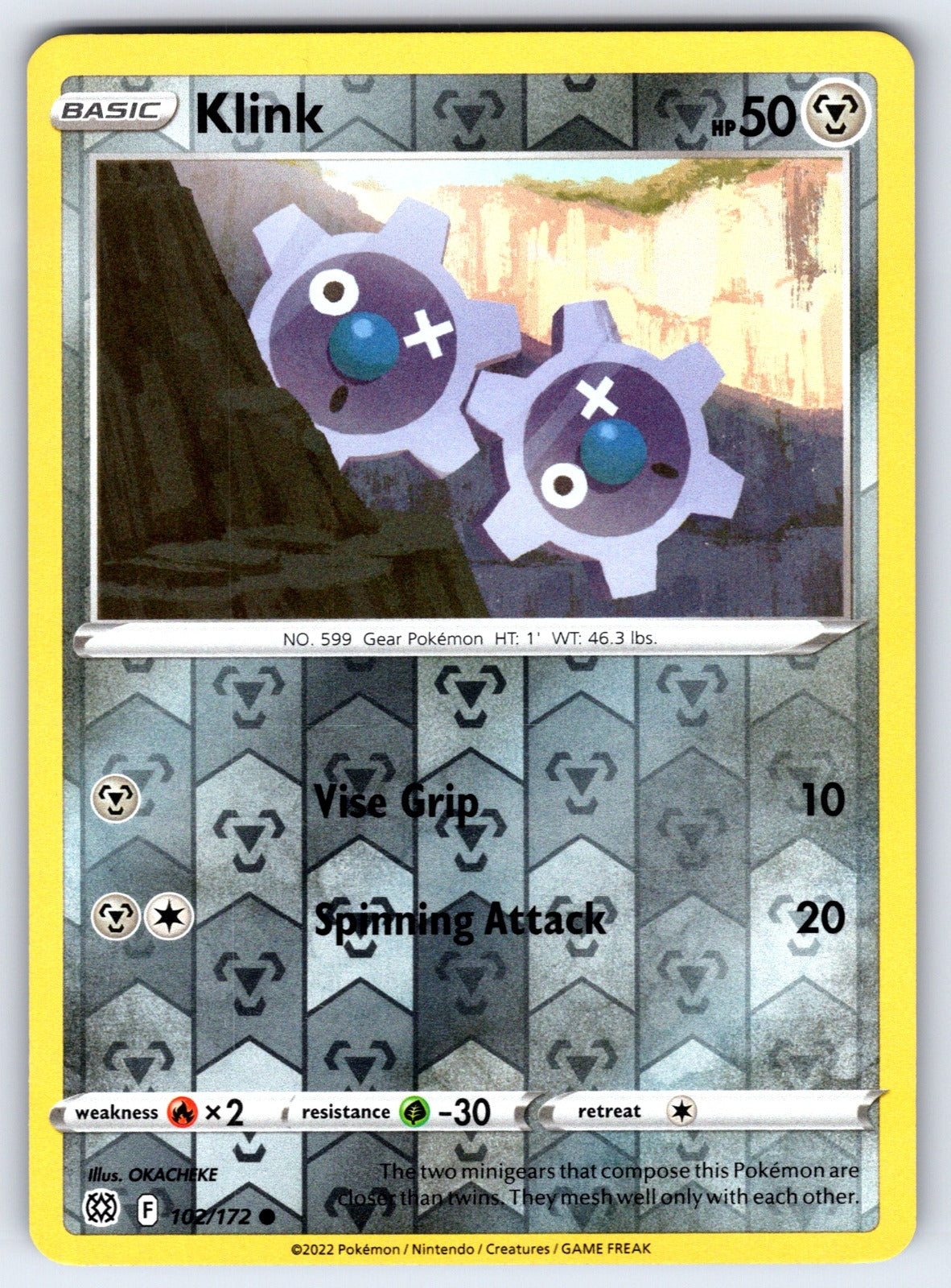 Klink Reverse Holo Common SWSH09: Brilliant Stars 102/172 NM 2022