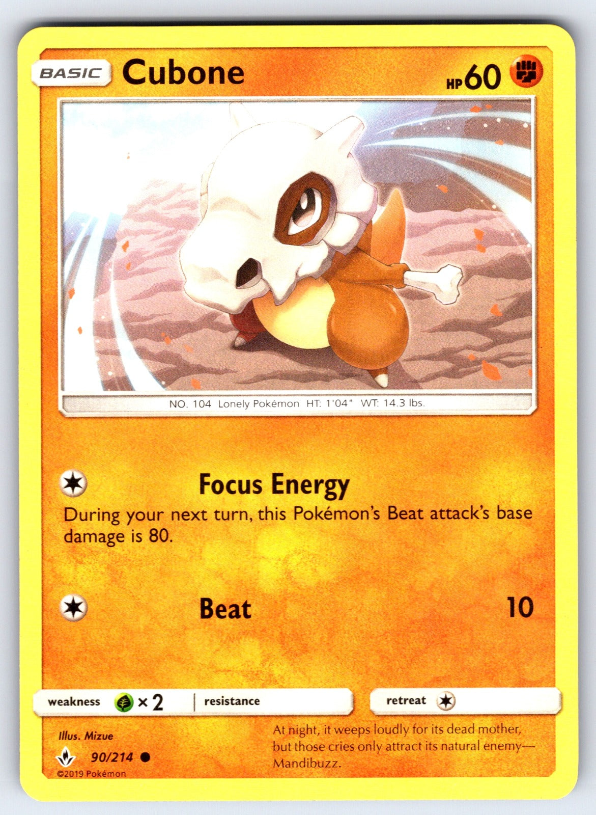 Cubone Common SM - Unbroken Bonds 90/214 NM 2019