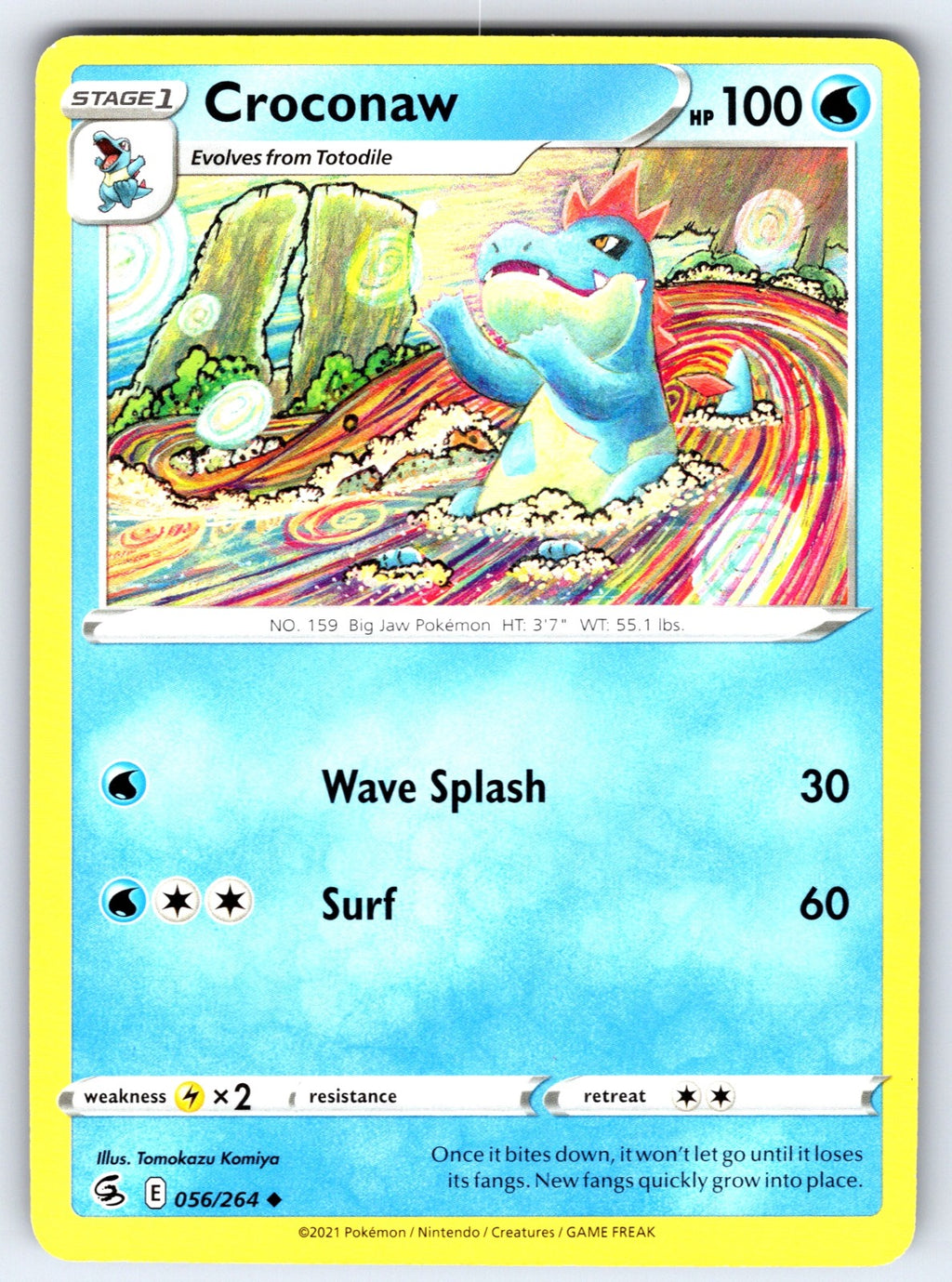 Croconaw Uncommon SWSH08: Fusion Strike 056/264 NM 2021