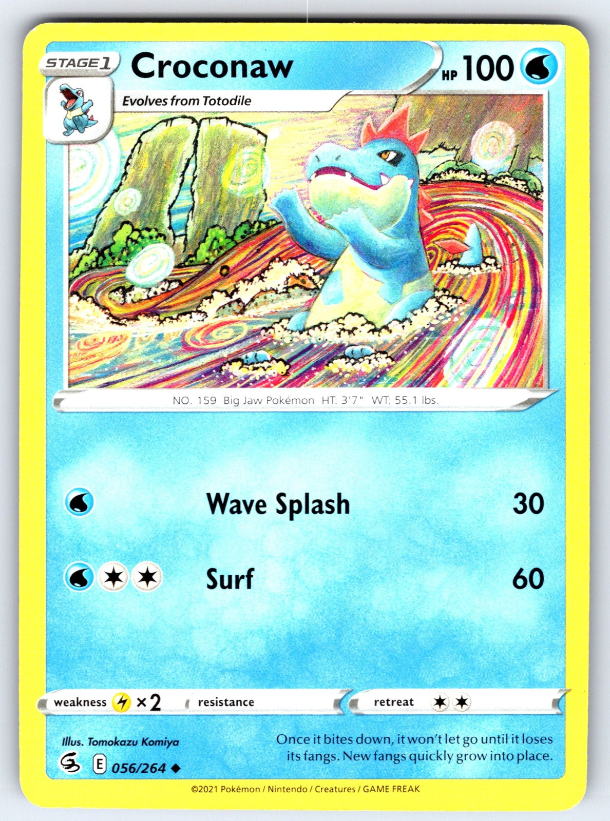 Croconaw Uncommon SWSH08: Fusion Strike 056/264 NM 2021