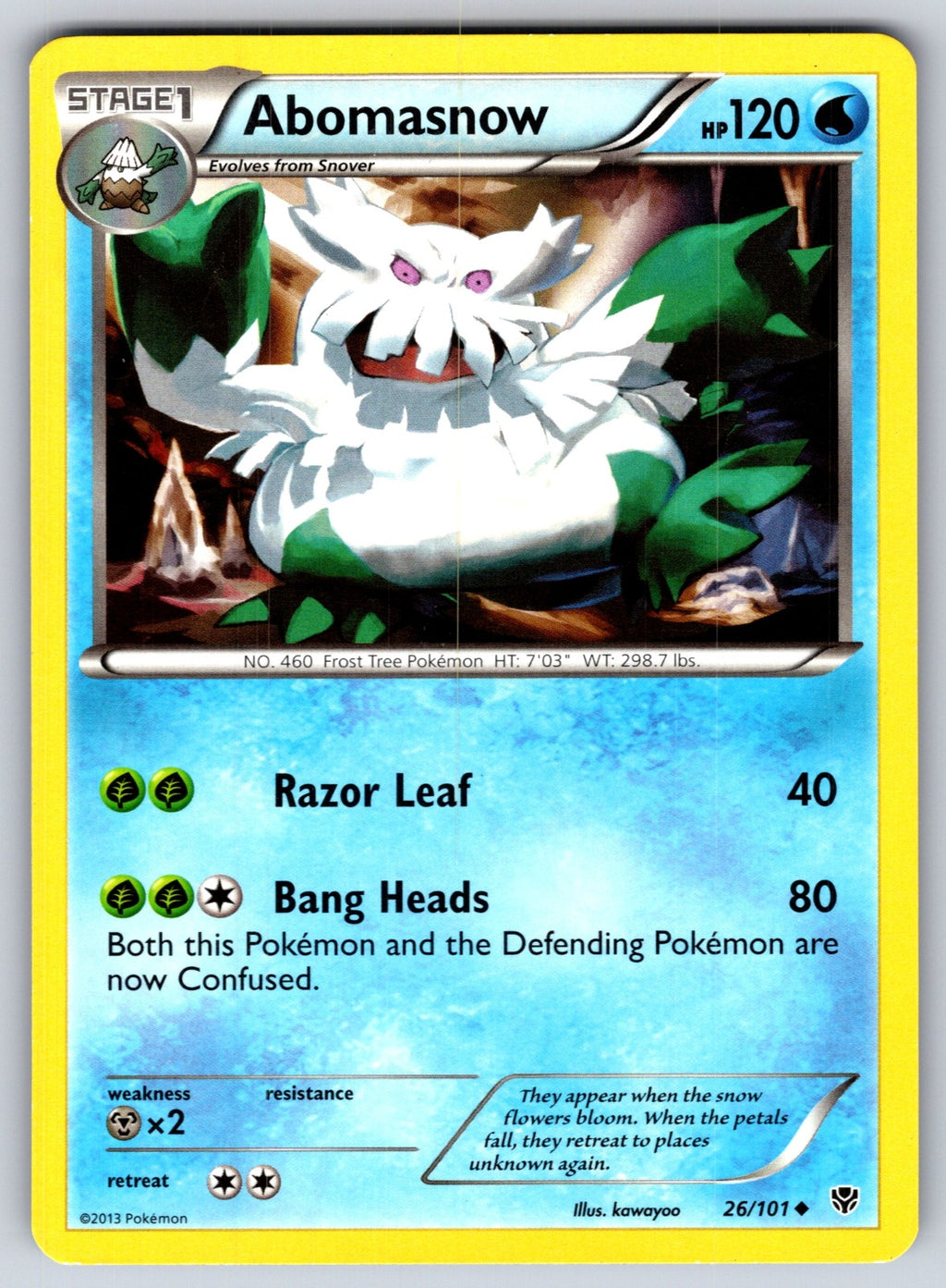 Abomasnow Uncommon Plasma Blast 26/101 LP 2013