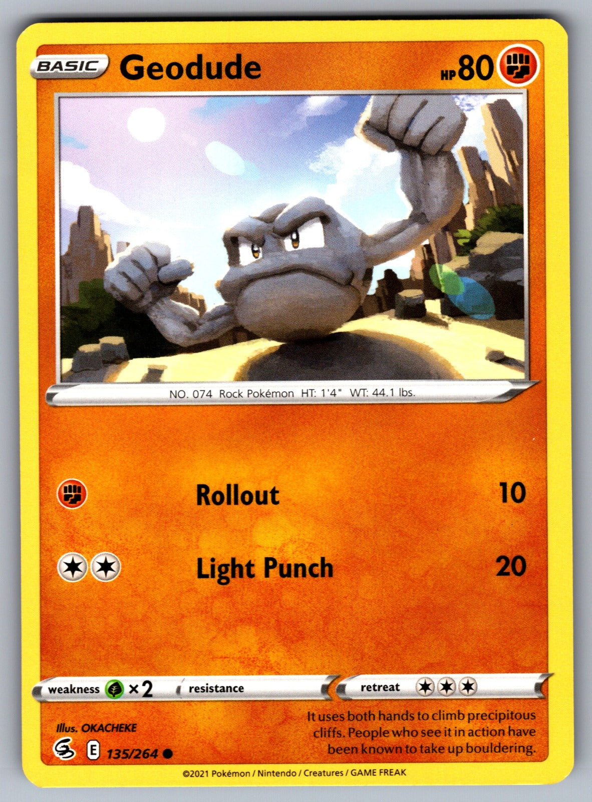 Geodude Common SWSH08: Fusion Strike 135/264 NM 2021